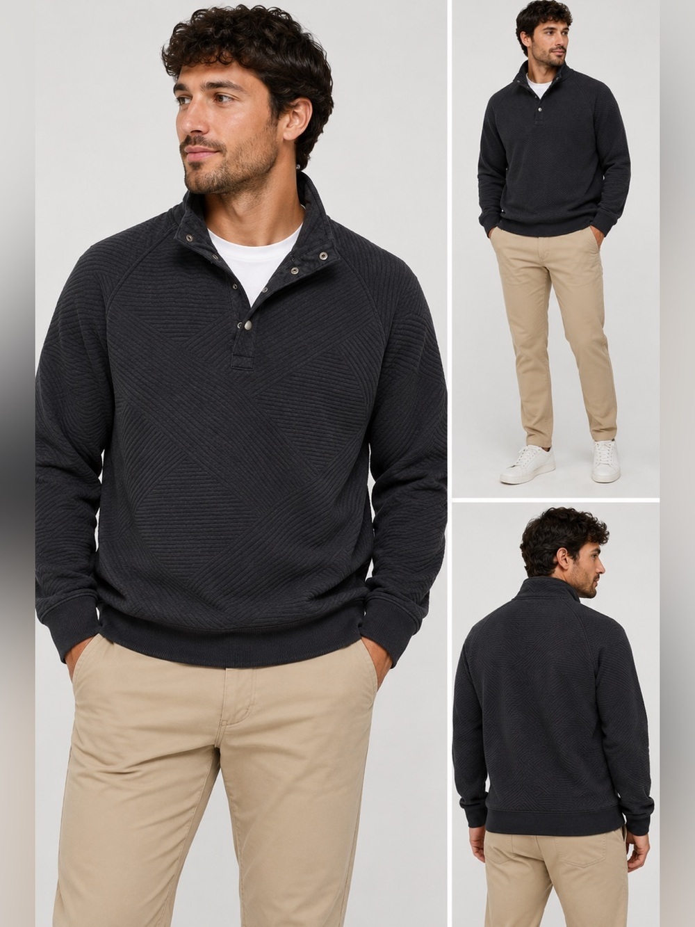 Goodfellow & Co Men’s Quilted Snap Mock Neck Pullover Sweatshirt NWT Size Small